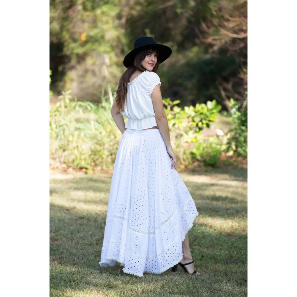 Elegant Grace Dipped Hem Schiffli Skirt - Picture 3 of 6